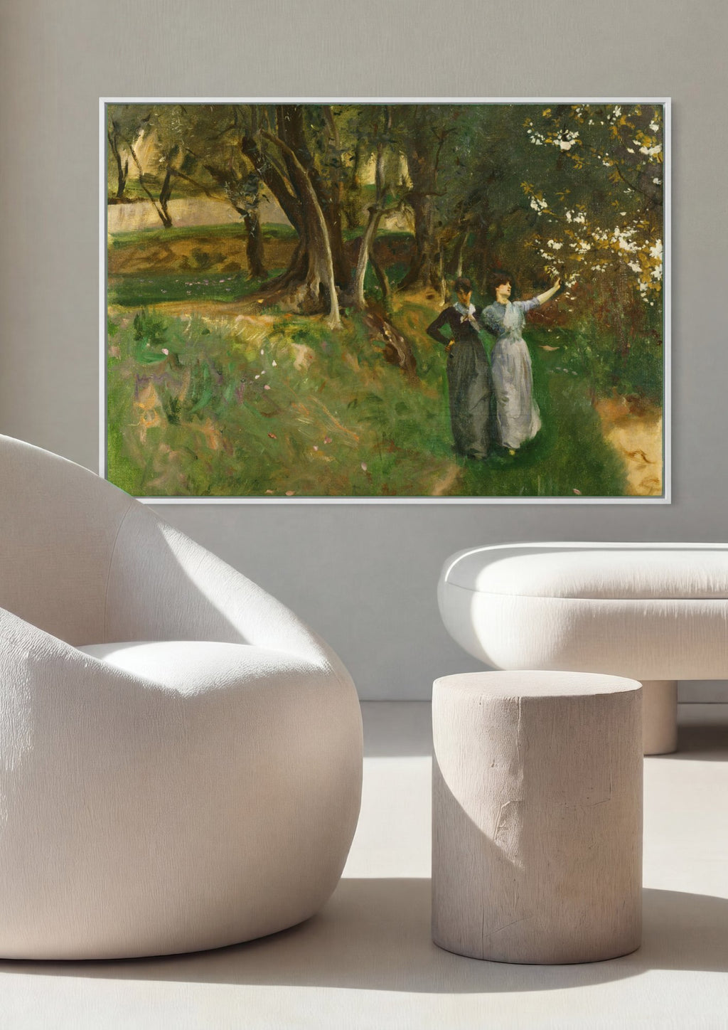 Quadro Decorativo Duas Mulheres em Paisagem - John Singer Sargent | quadro emoldurado na parede