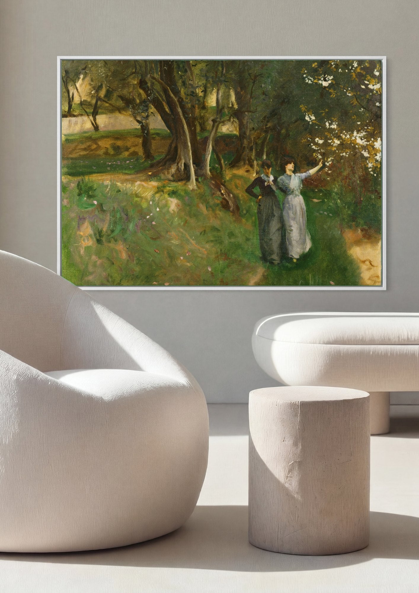 Quadro Decorativo Duas Mulheres em Paisagem - John Singer Sargent | quadro emoldurado na parede