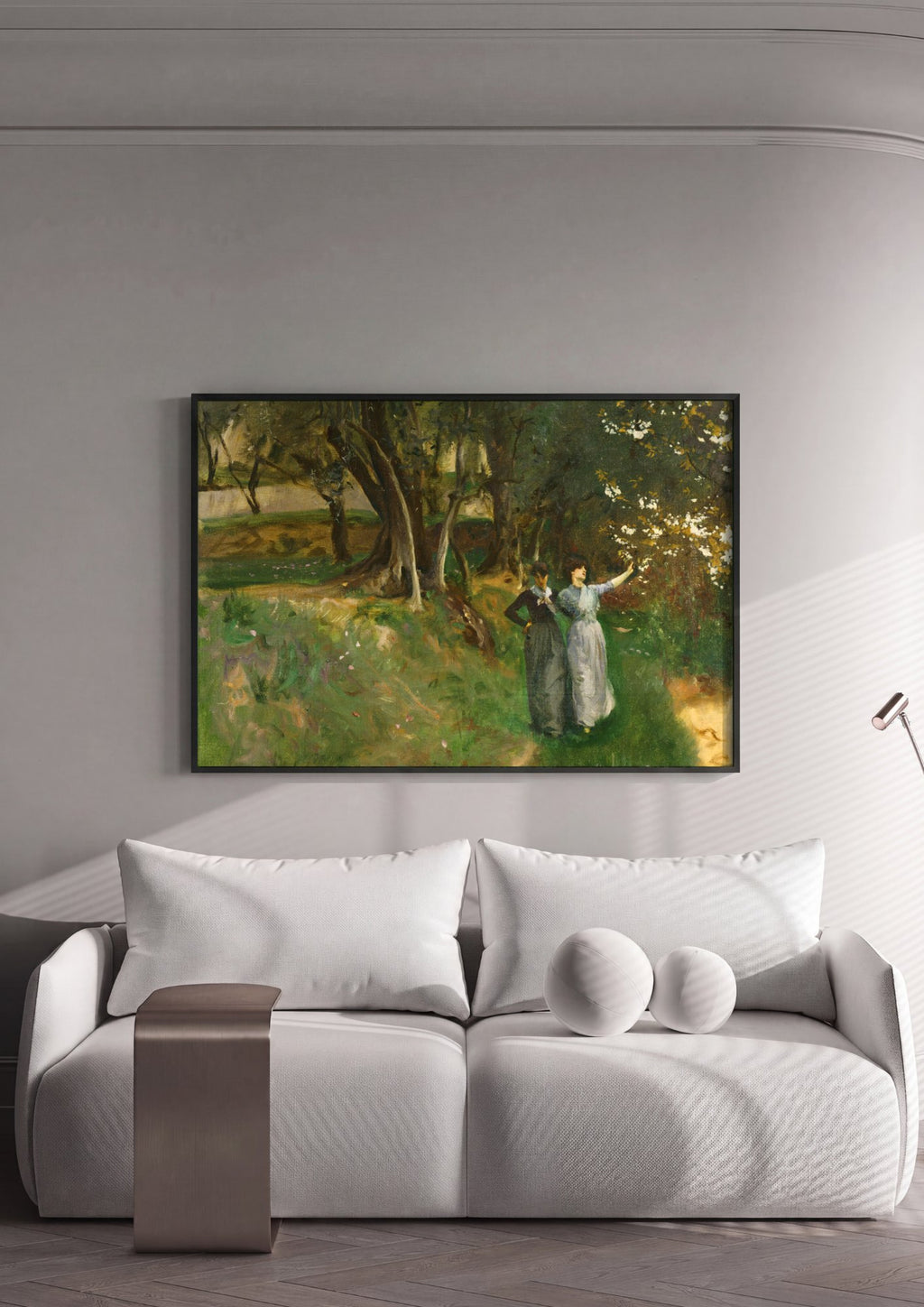Quadro Decorativo Duas Mulheres em Paisagem - John Singer Sargent | quadro emoldurado na parede