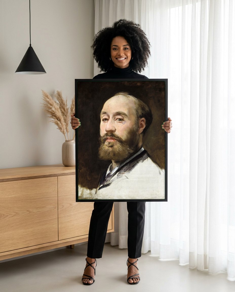 Quadro Decorativo Retrato de Stephane Mallarmé - Edouard Manet | modelo apresentando o quadro emoldurado