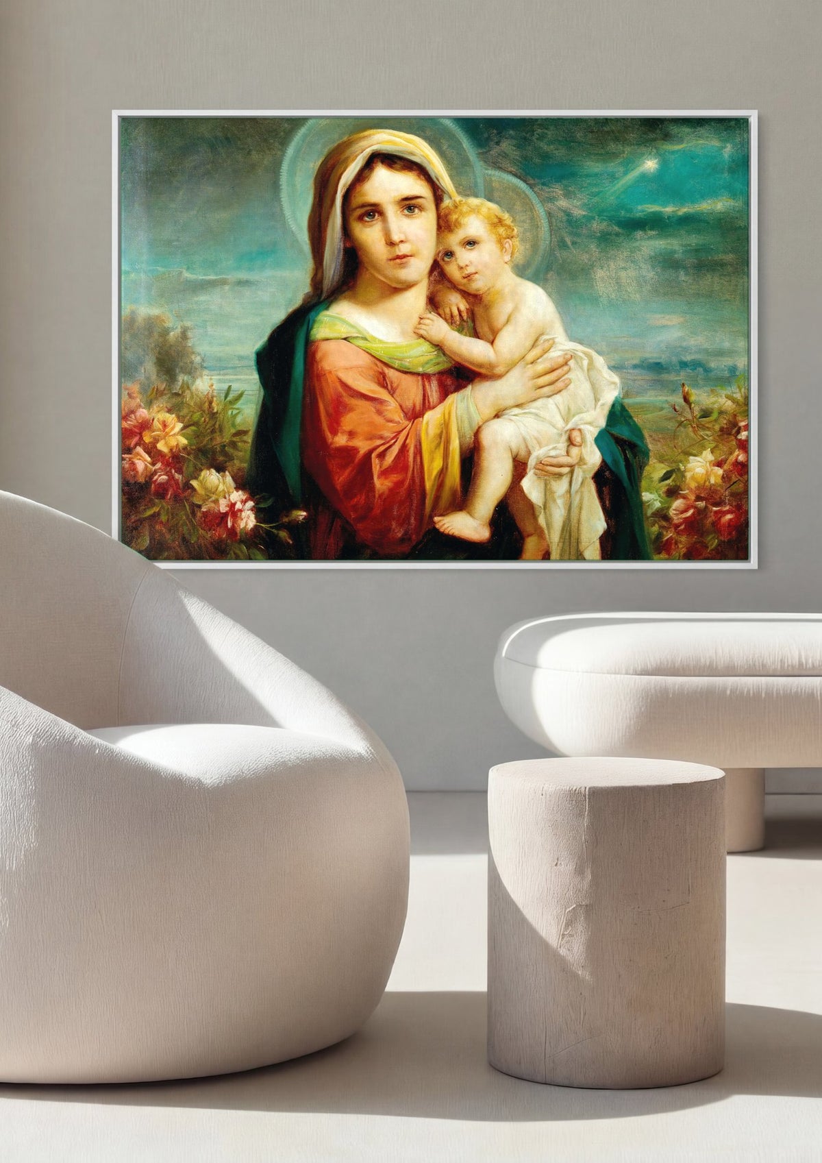 Quadro Decorativo Madona com o Menino - Hans Zatzka | quadro emoldurado na parede