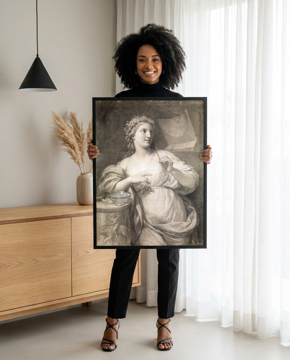 Quadro Decorativo Alegoria da Astronomia - Mengs | modelo apresentando o quadro emoldurado