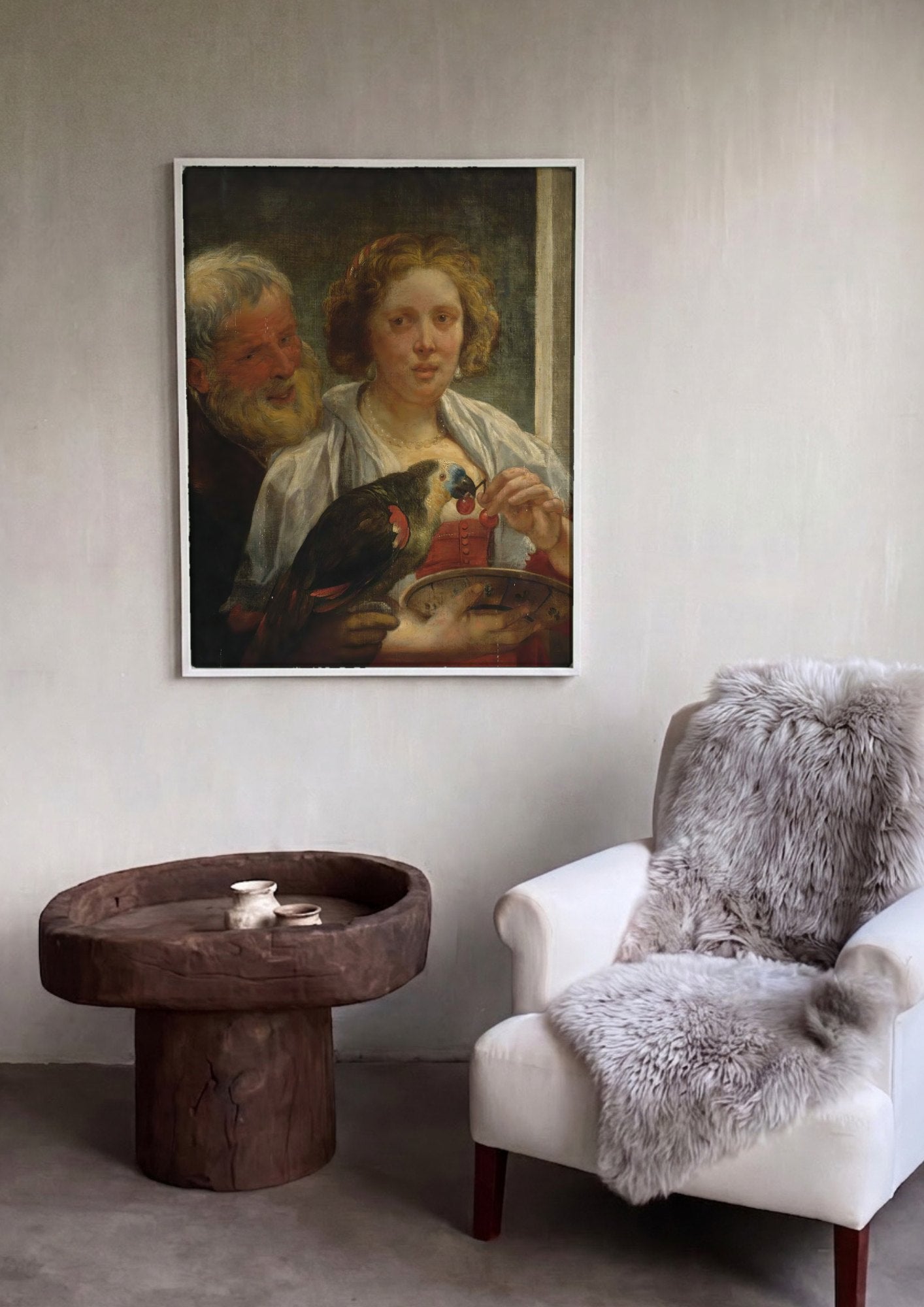 Quadro Decorativo A Oferta de Cerejas - Jacob Jordaens | quadro emoldurado na parede