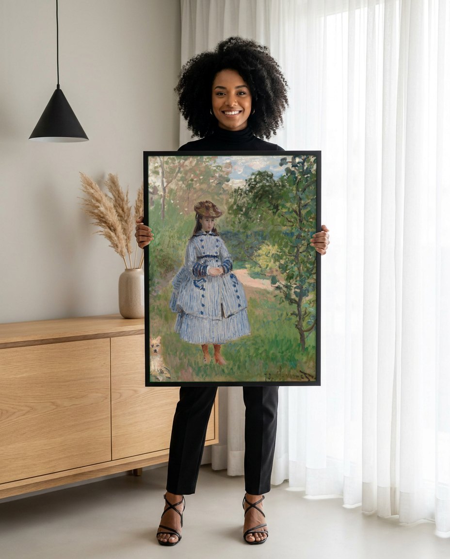 Quadro Decorativo A Filha do Artista - Claude Monet | modelo apresentando o quadro emoldurado