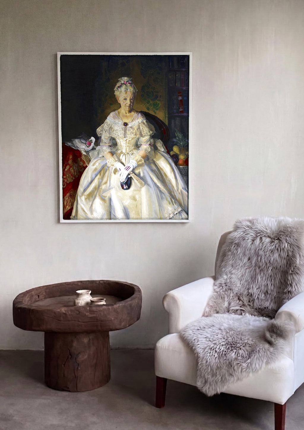 Quadro Decorativo Senhora em Vestido Branco - Bellows | quadro emoldurado na parede