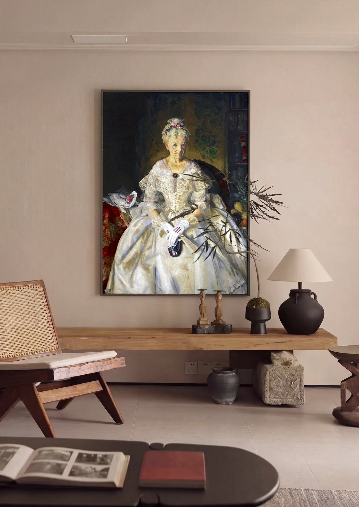 Quadro Decorativo Senhora em Vestido Branco - Bellows | quadro emoldurado na parede