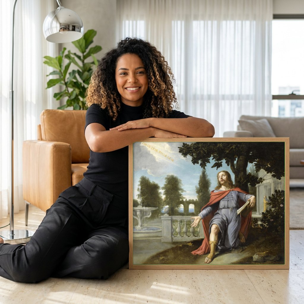 Quadro Decorativo A Conversão de Santo Agostinho - Philippe de Champaigne | modelo apresentando o quadro emoldurado