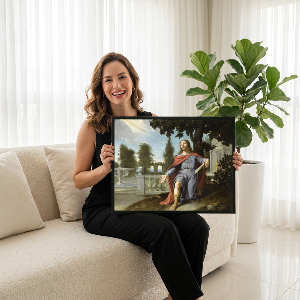 Quadro Decorativo A Conversão de Santo Agostinho - Philippe de Champaigne | modelo apresentando o quadro emoldurado