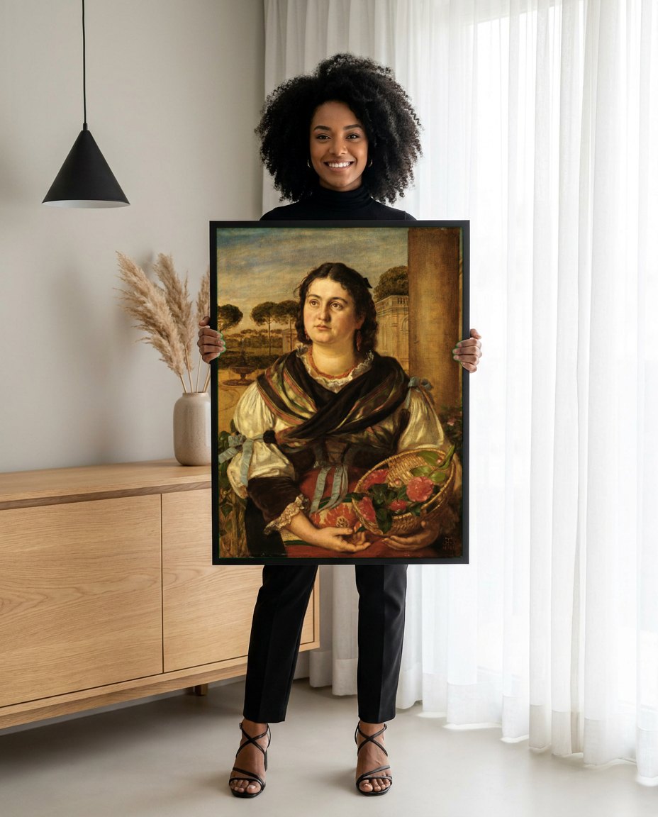 Quadro Decorativo A Italiana - Hans Thoma | modelo apresentando o quadro emoldurado