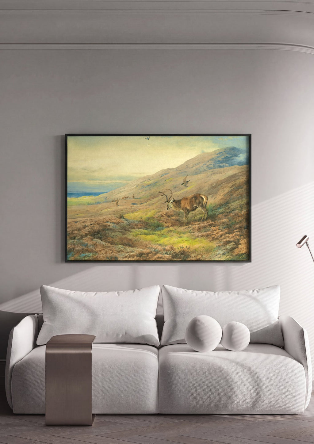 Quadro Decorativo Cervos nas Terras Altas - Thorburn | quadro emoldurado na parede