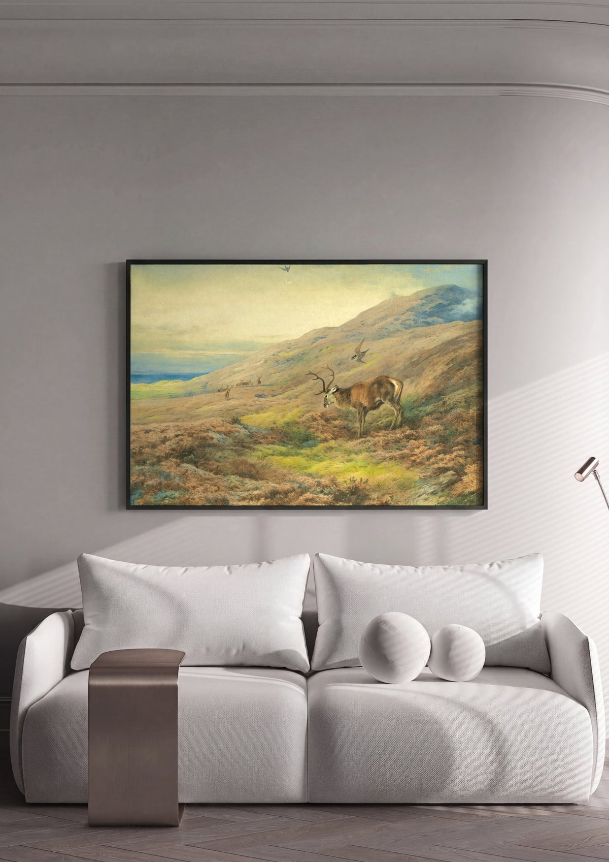 Quadro Decorativo Cervos nas Terras Altas - Thorburn | quadro emoldurado na parede