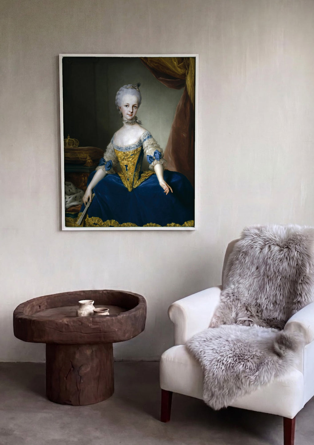 Quadro Decorativo Maria Luisa de Parma - Anton Raphael Mengs em ambiente decorado