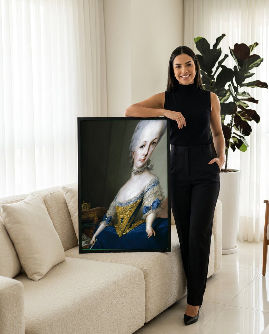 Quadro Decorativo Maria Luisa de Parma - Anton Raphael Mengs com modelo em ambiente