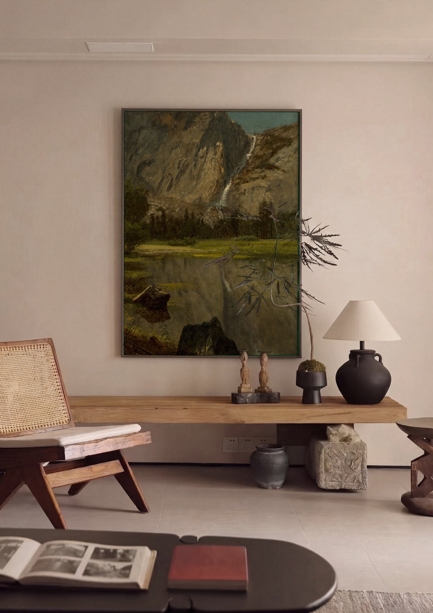Quadro Decorativo Cachoeira Montanhosa - Albert Bierstadt em ambiente decorado