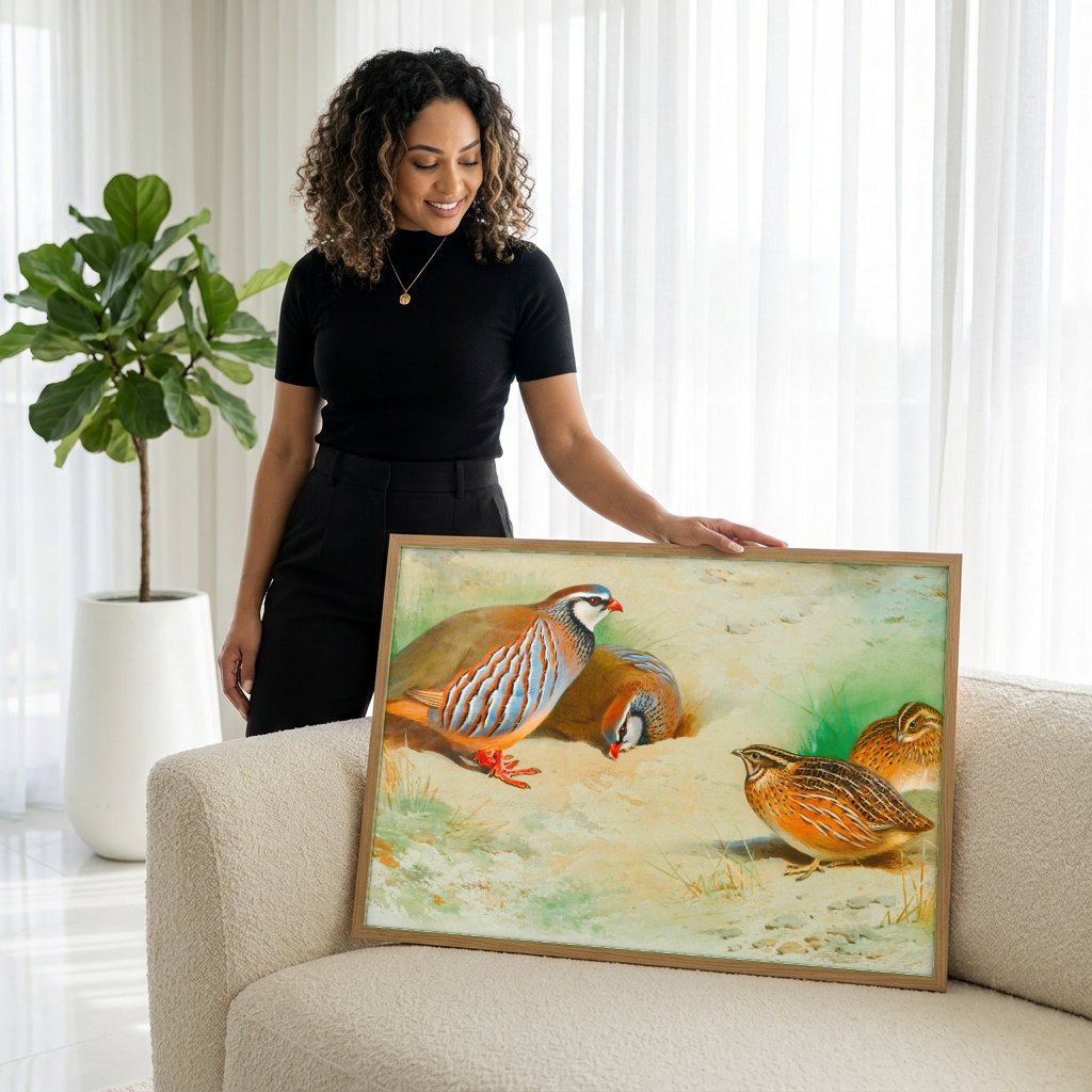 Quadro Decorativo Aves Selvagens - Archibald Thorburn | modelo apresentando o quadro emoldurado