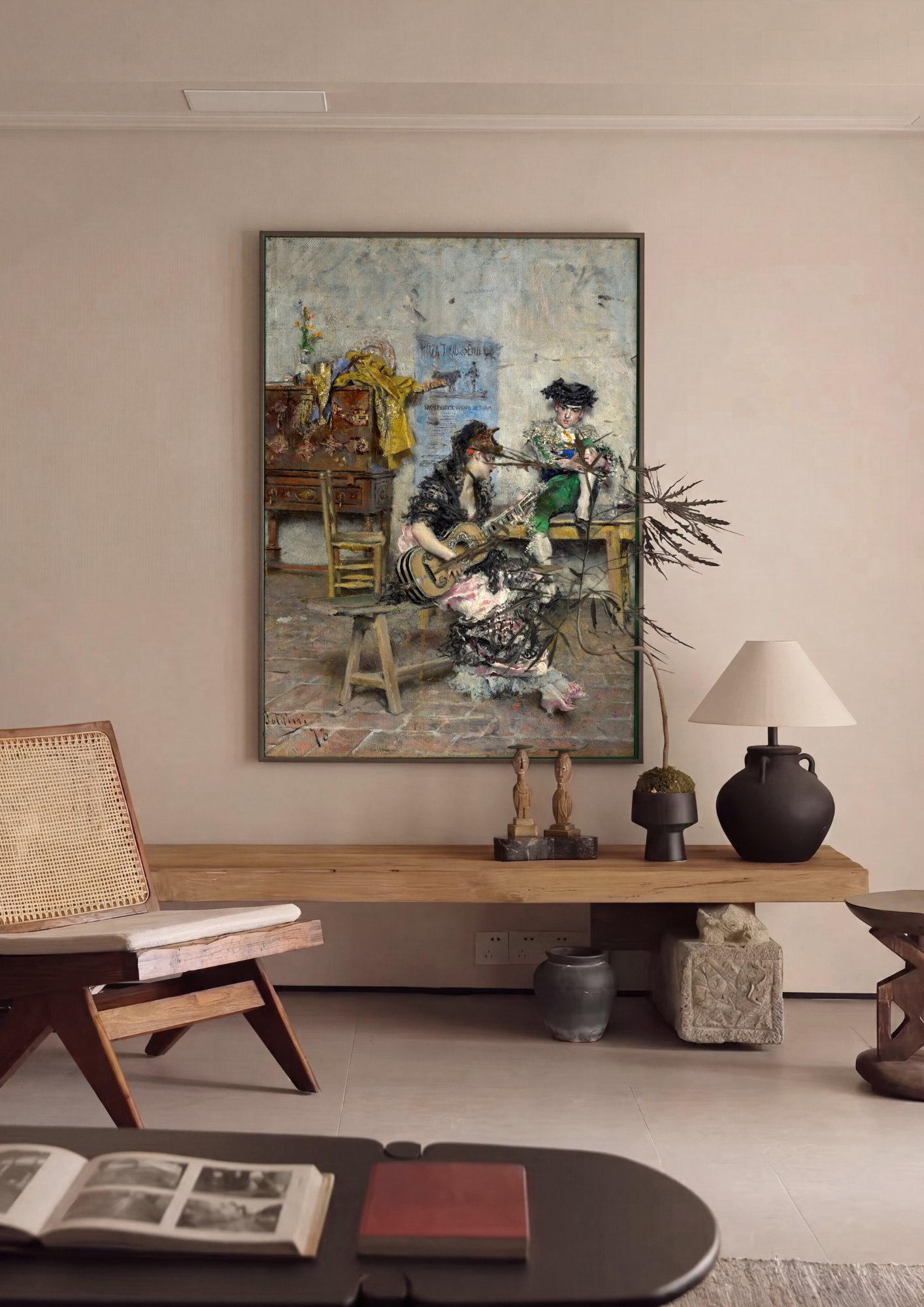 Quadro Decorativo A Serenade Espanhola - Boldini em ambiente decorado