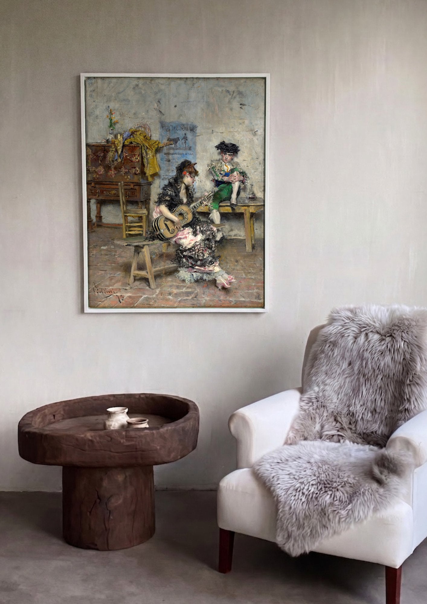 Quadro Decorativo A Serenade Espanhola - Boldini em ambiente decorado