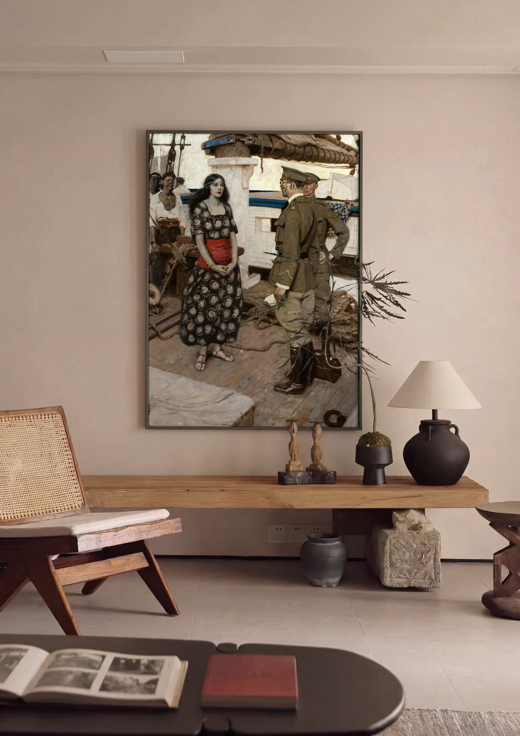 Quadro Decorativo A Mulher no Convés - Dean Cornwell | quadro emoldurado na parede