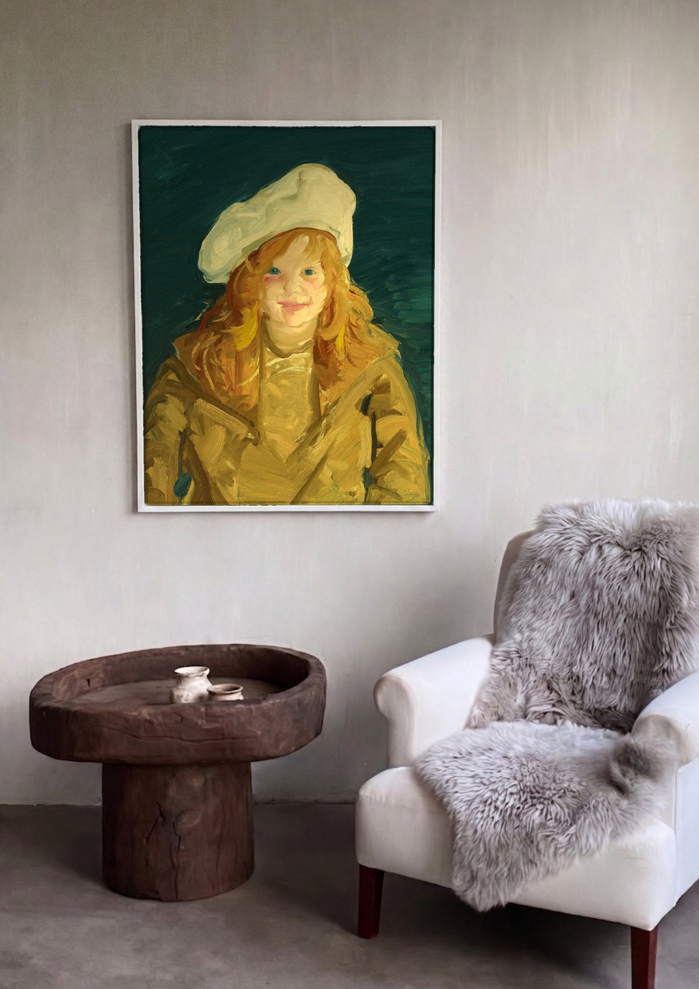 Quadro Decorativo A Menina de Chapéu Branco - George Bellows | quadro emoldurado na parede