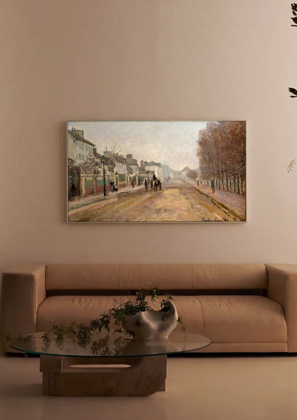 Quadro Decorativo A Avenida de L'Opéra - Claude Monet em ambiente decorado