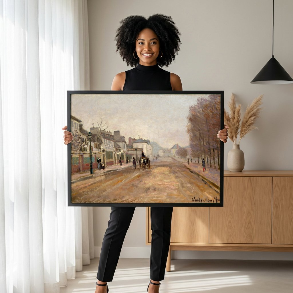 Quadro Decorativo A Avenida de L'Opéra - Claude Monet com modelo em ambiente