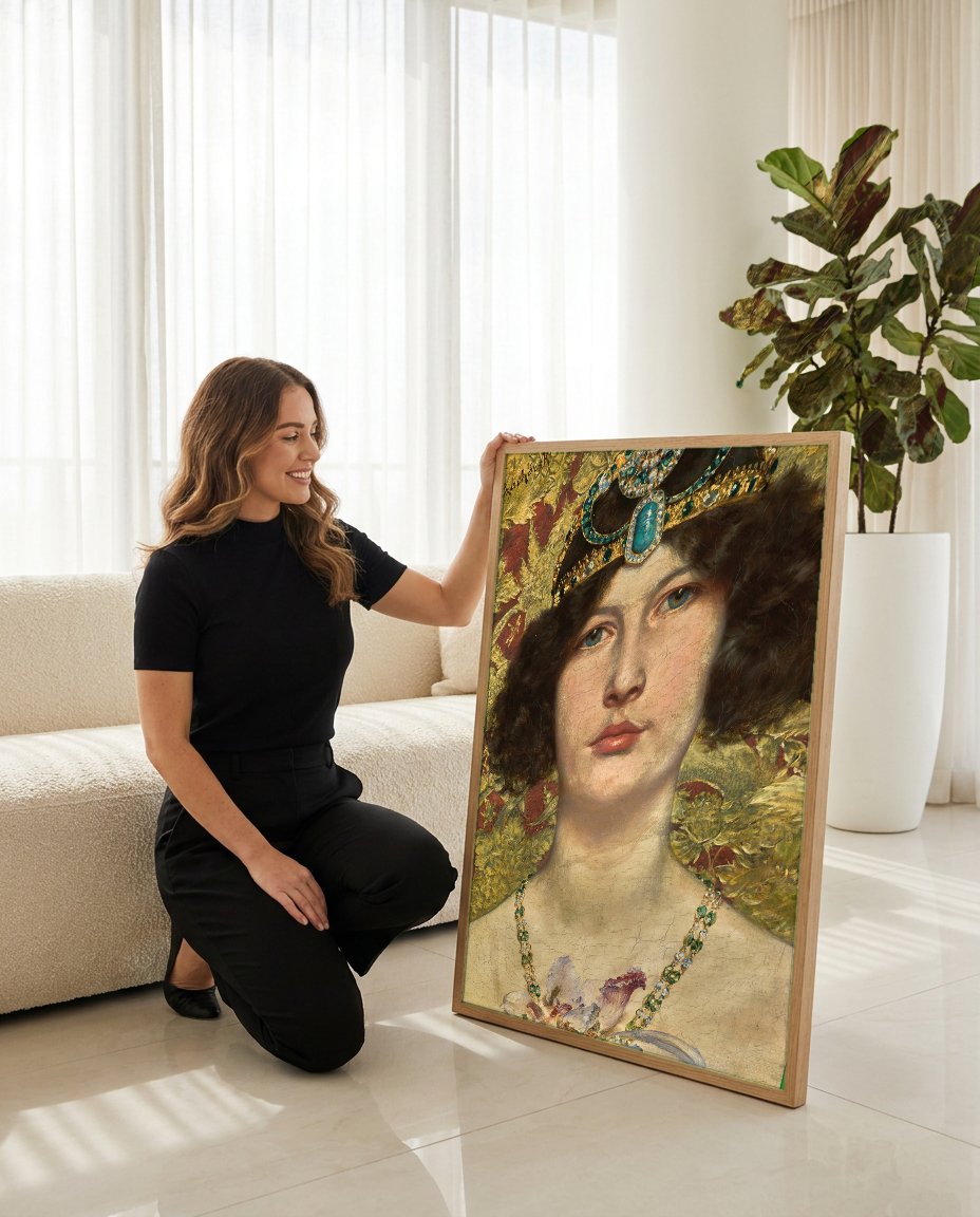 Quadro Decorativo A Mulher com a Coroa - Czachórski com modelo em ambiente