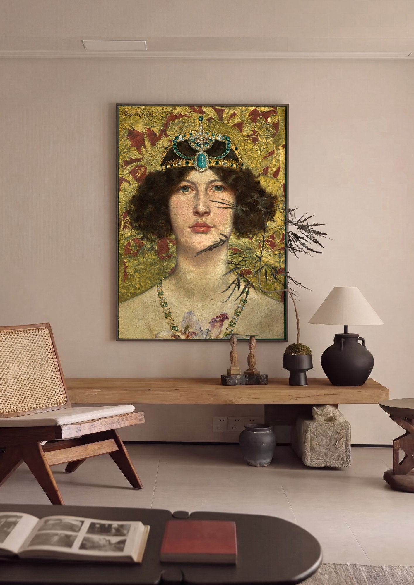 Quadro Decorativo A Mulher com a Coroa - Czachórski em ambiente decorado