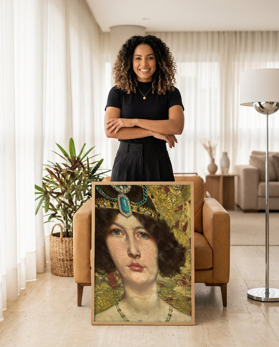 Quadro Decorativo A Mulher com a Coroa - Czachórski com modelo em ambiente