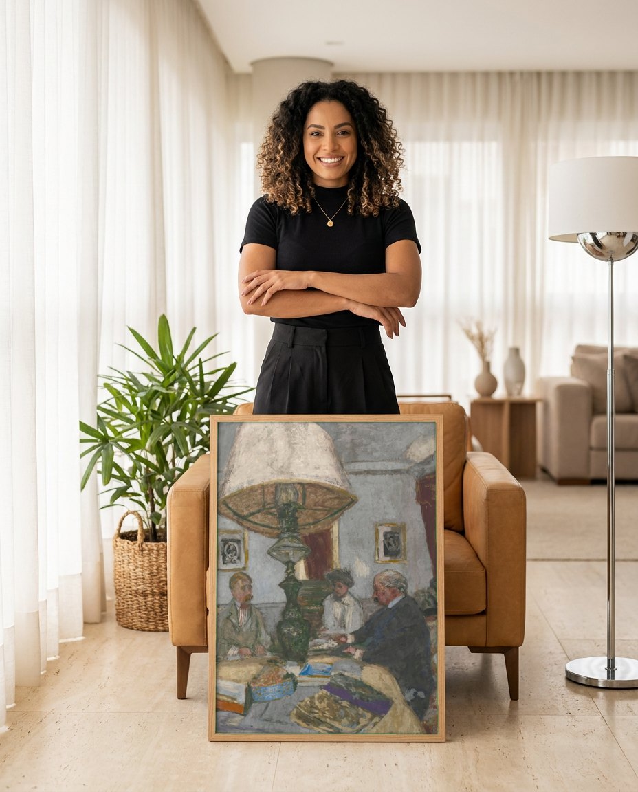 Quadro Decorativo A Mesa de Jantar - Édouard Vuillard | modelo apresentando o quadro emoldurado