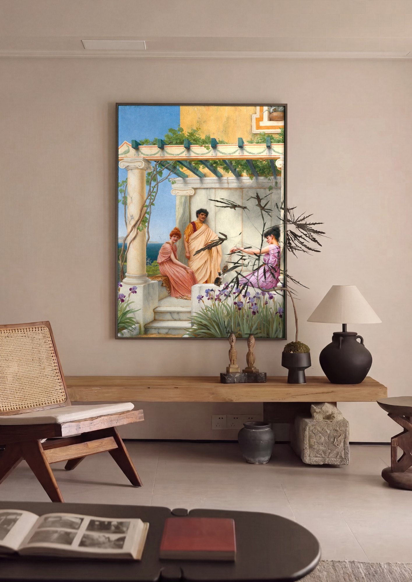 Quadro Decorativo A Conversa - John William Godward | quadro emoldurado na parede