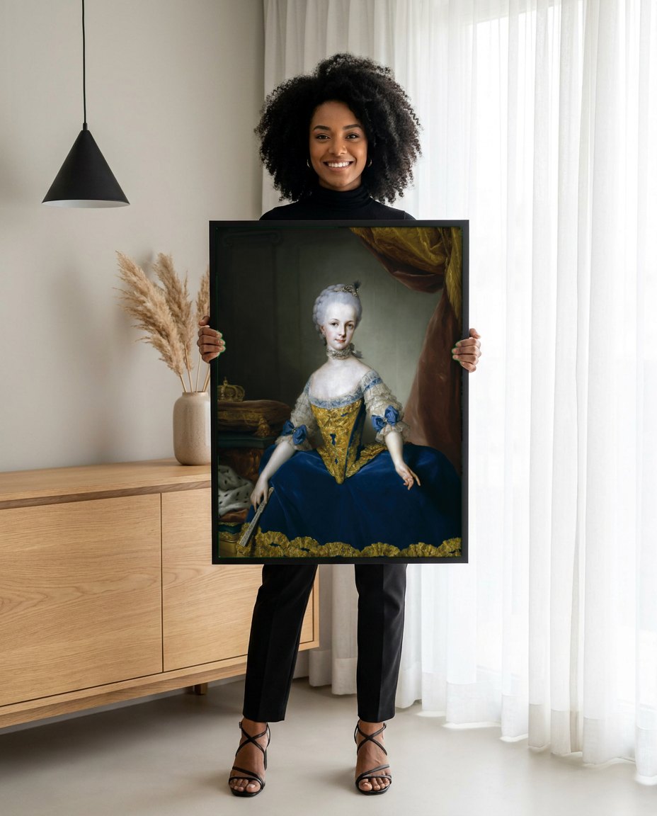 Quadro Decorativo Maria Luisa de Parma - Anton Raphael Mengs | modelo apresentando o quadro emoldurado