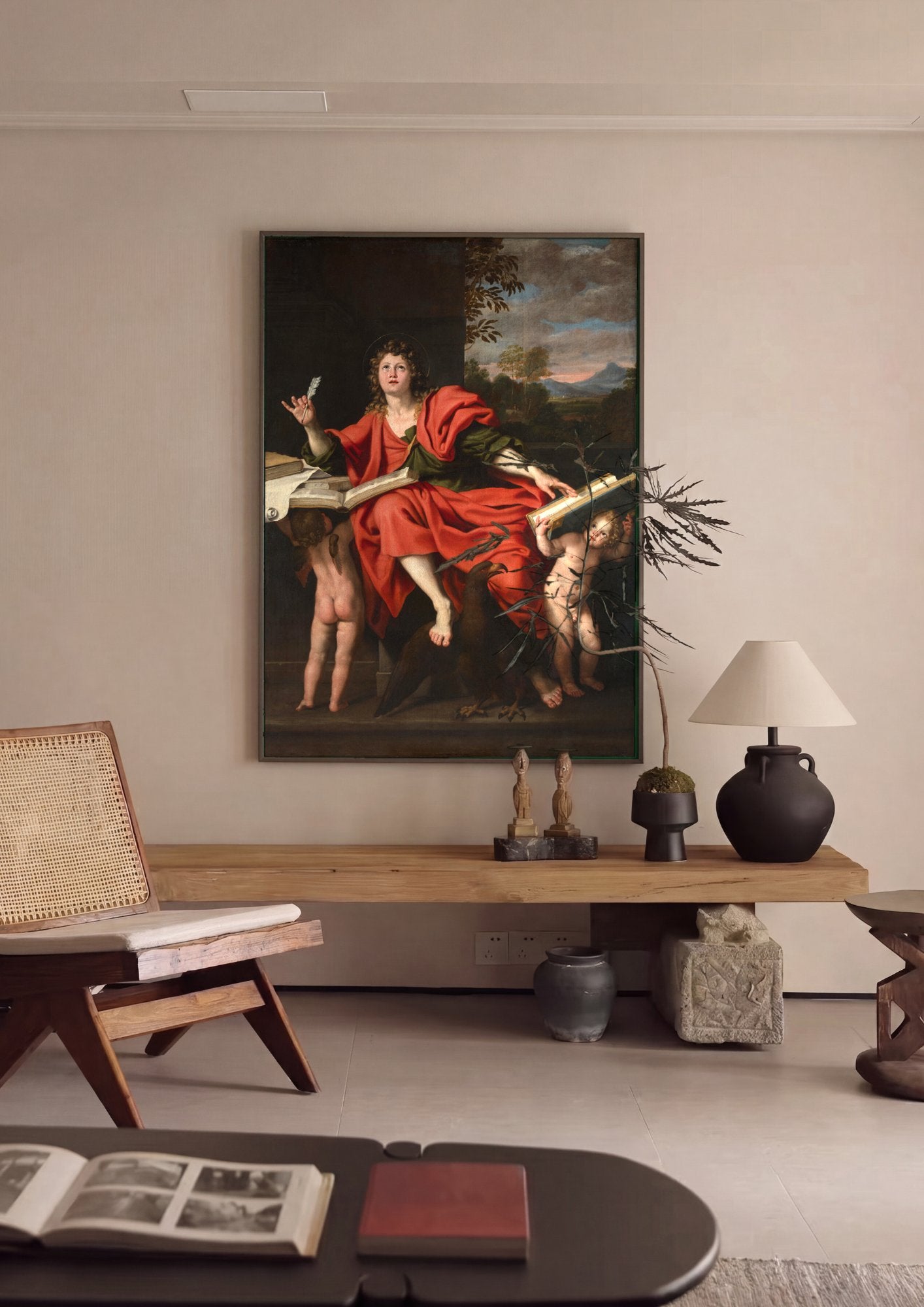 Quadro Decorativo São João Evangelista - Domenichino em ambiente decorado