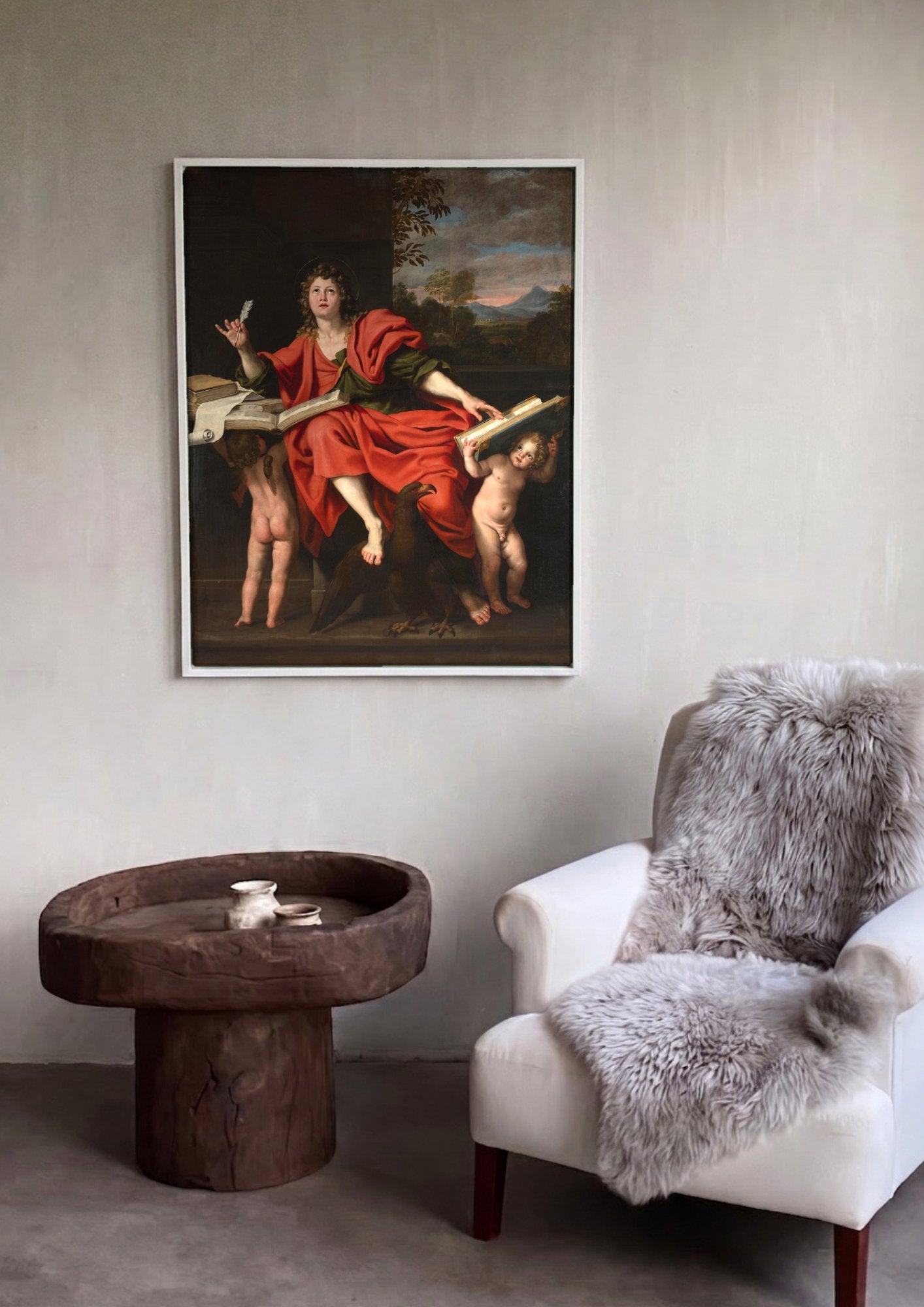 Quadro Decorativo São João Evangelista - Domenichino em ambiente decorado
