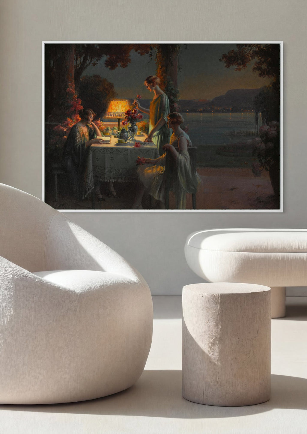 Quadro Decorativo Noite Serene com Chá - Delphin Enjolras em ambiente decorado