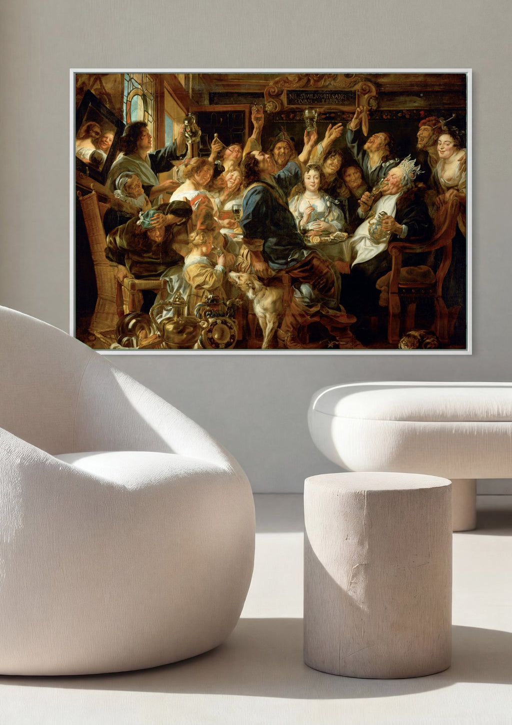 Quadro Decorativo O Rei Bebe - Jacob Jordaens | quadro emoldurado na parede
