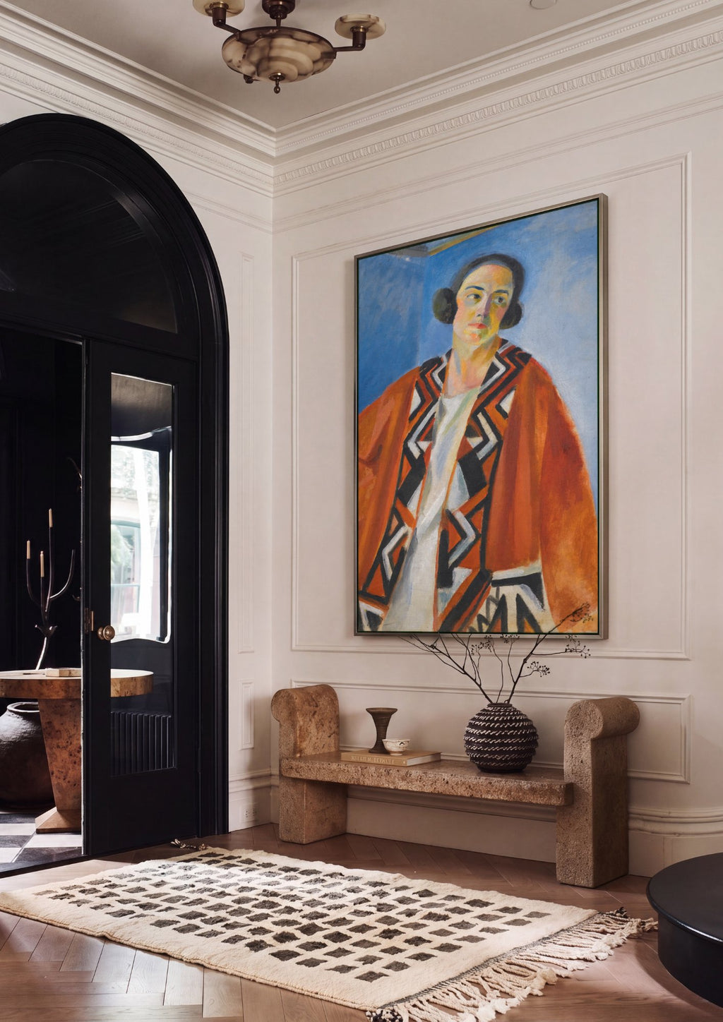 Quadro Decorativo A Senhora em Laranja e Azul - Robert Delaunay em ambiente decorado
