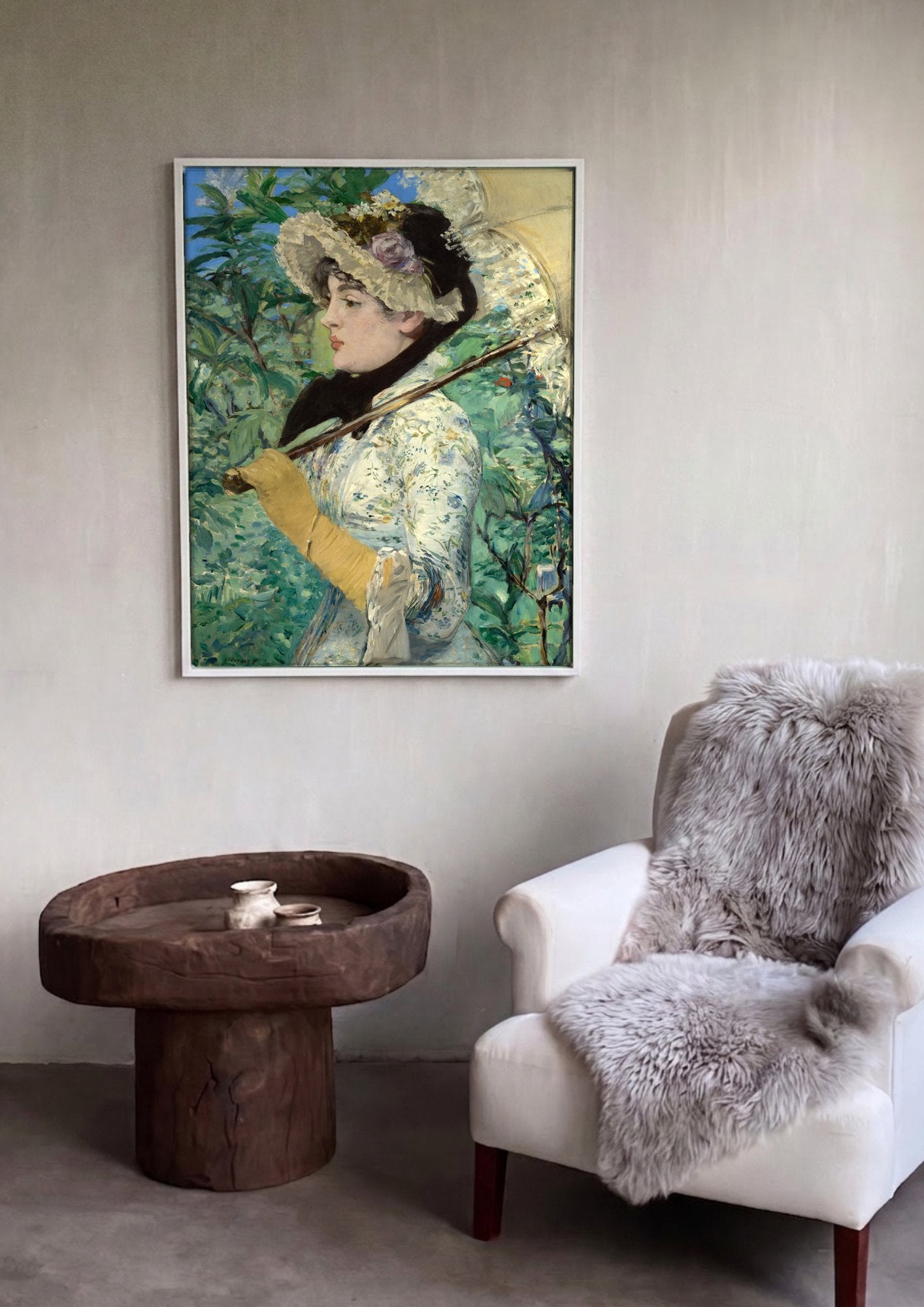 Quadro Decorativo A Dama com Sombrinha - Edouard Manet em ambiente decorado