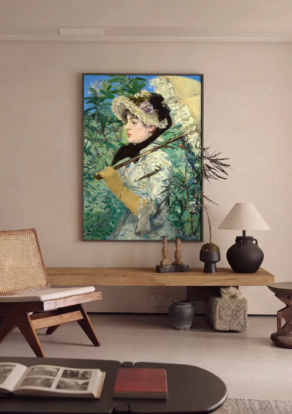 Quadro Decorativo A Dama com Sombrinha - Edouard Manet em ambiente decorado