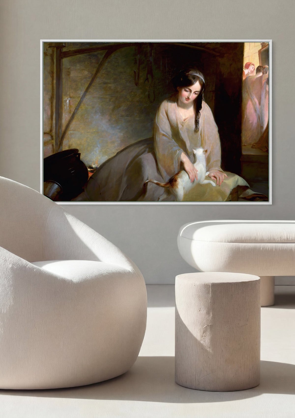 Quadro Decorativo Cinderela e Gato - Thomas Sully | quadro emoldurado na parede