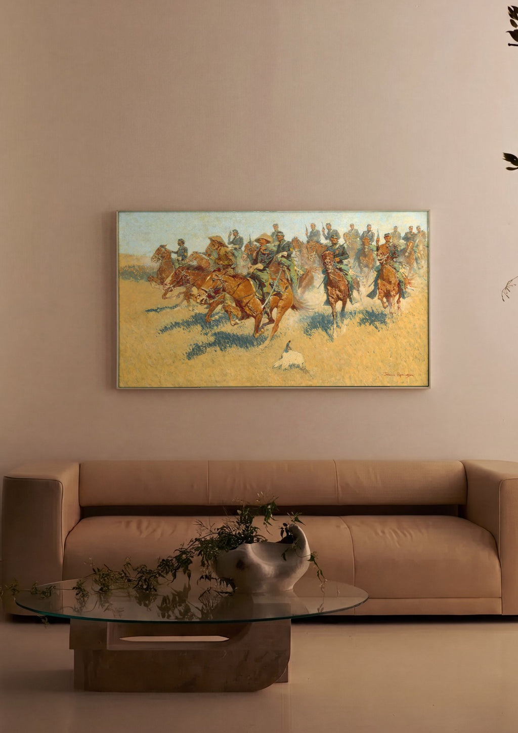 Quadro Decorativo A Carga da Cavalaria - Frederic Remington em ambiente decorado