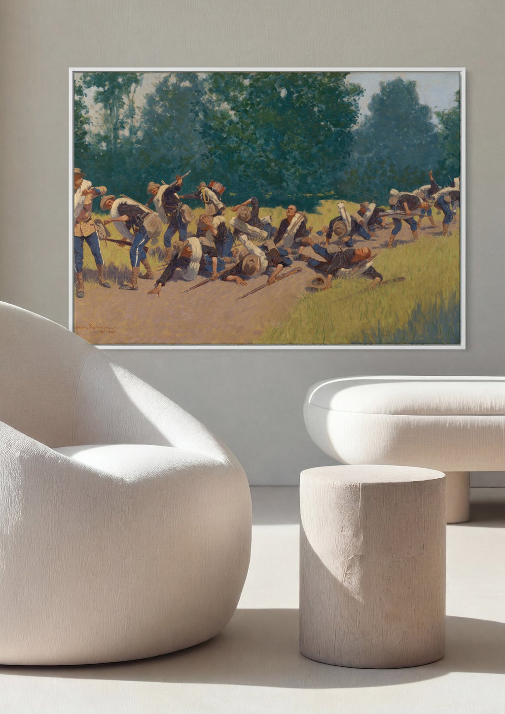 Quadro Decorativo A Carga da Cavalaria - Frederic Remington em ambiente decorado