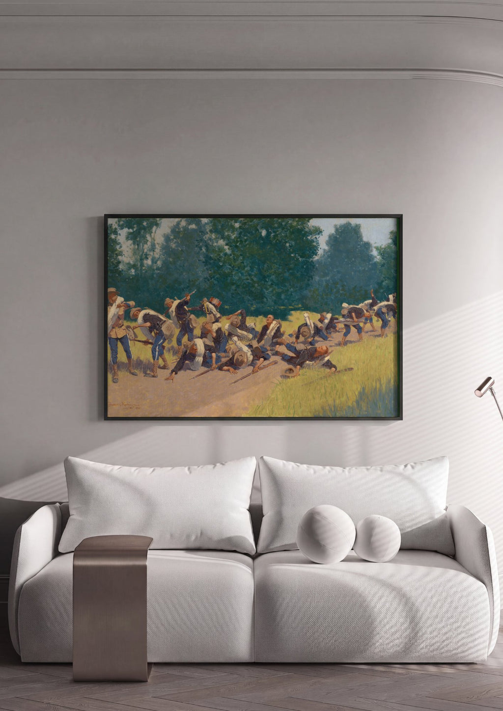 Quadro Decorativo A Carga da Cavalaria - Frederic Remington em ambiente decorado
