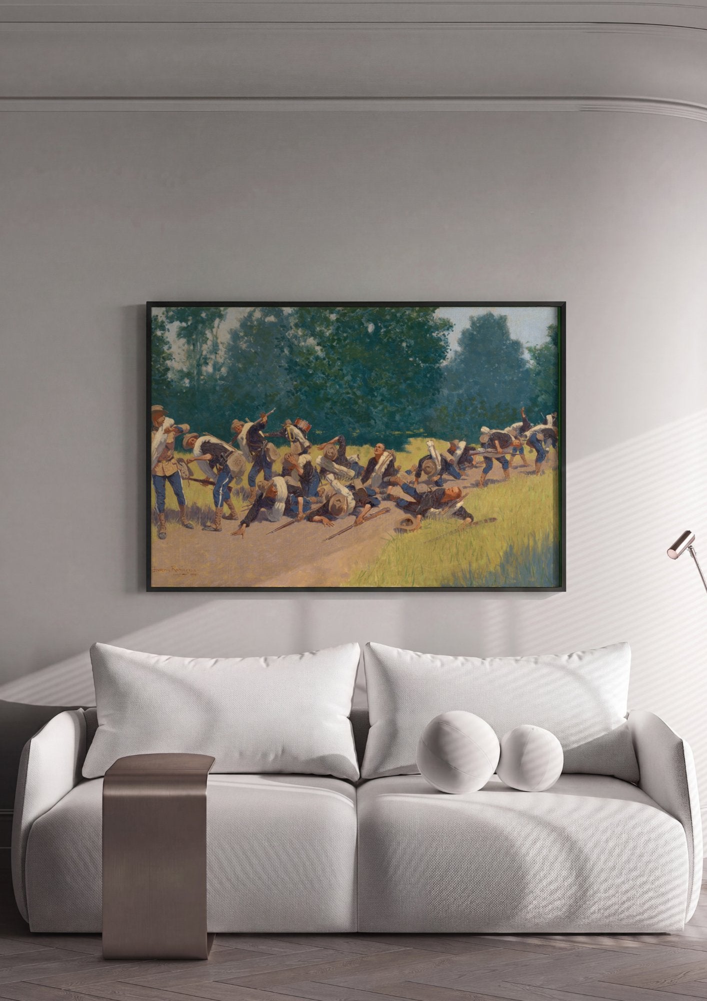 Quadro Decorativo A Carga da Cavalaria - Frederic Remington em ambiente decorado