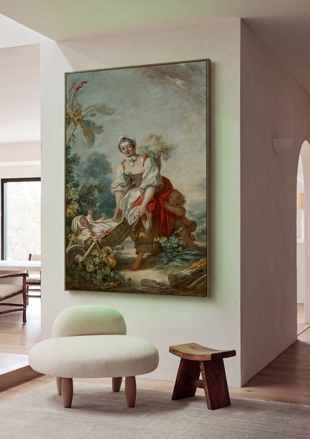 Quadro Decorativo A Carroça da Criança - Fragonard em ambiente decorado