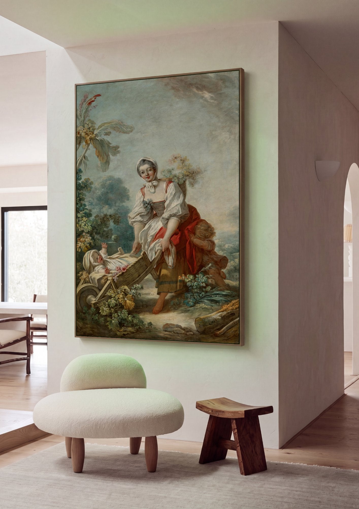 Quadro Decorativo A Carroça da Criança - Fragonard em ambiente decorado