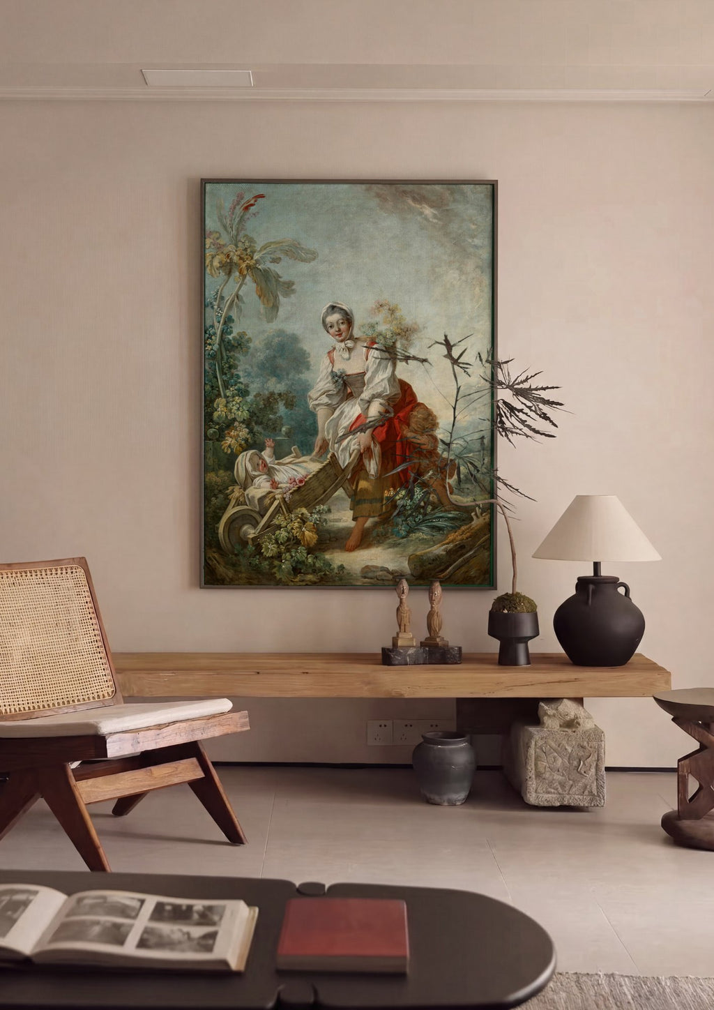 Quadro Decorativo A Carroça da Criança - Fragonard em ambiente decorado