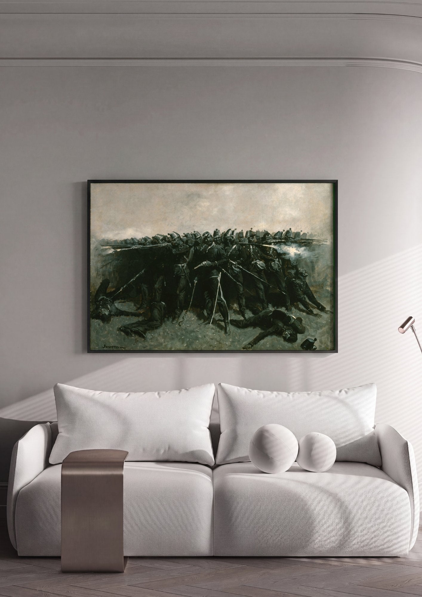 Quadro Decorativo A Carga da Cavalaria - Frederic Remington em ambiente decorado