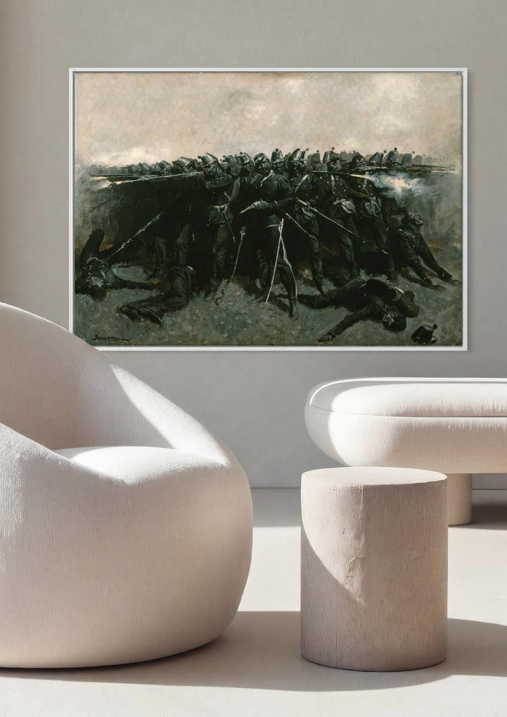 Quadro Decorativo A Carga da Cavalaria - Frederic Remington em ambiente decorado