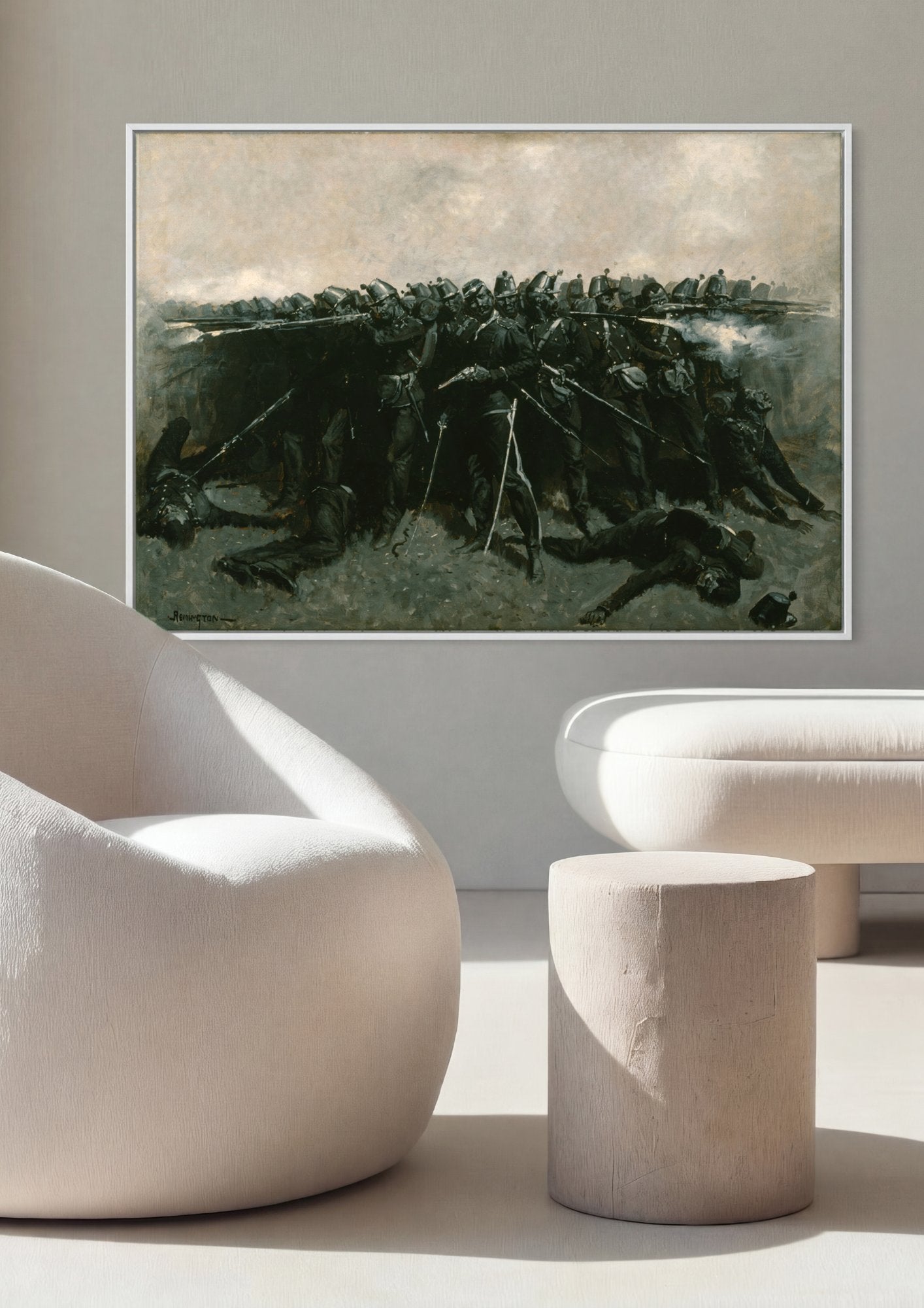 Quadro Decorativo A Carga da Cavalaria - Frederic Remington em ambiente decorado