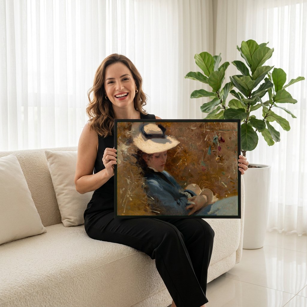Quadro Decorativo 'Repouso' - John Singer Sargent | modelo apresentando o quadro emoldurado